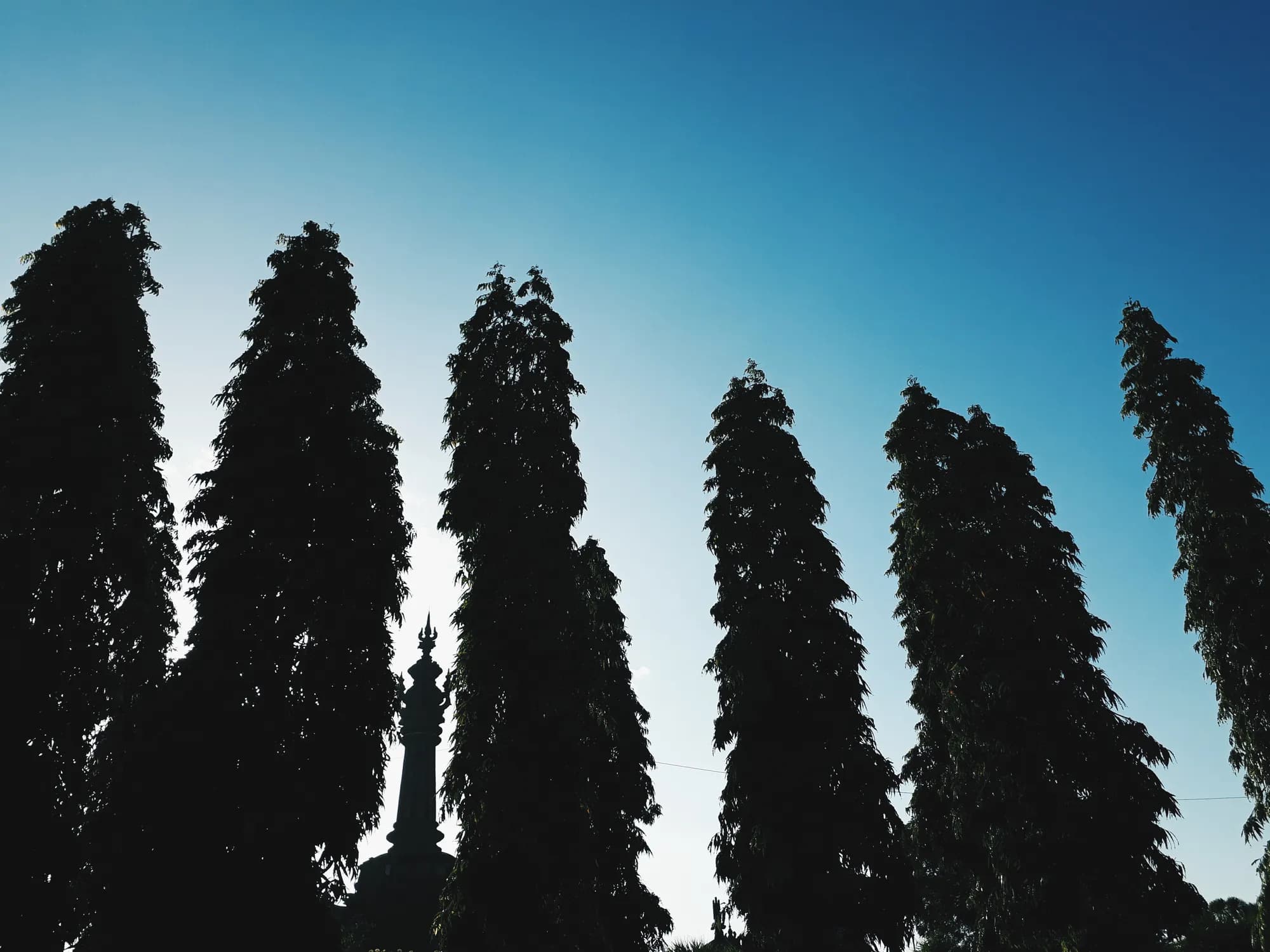 Bajra Sandhi Monument silhouetted against the sky in Denpasar, Bali